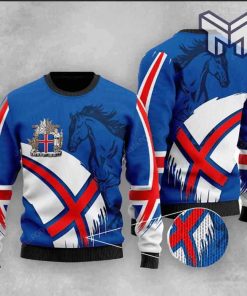 Horse Iceland Flag All Over Print Ugly Christmas Sweater