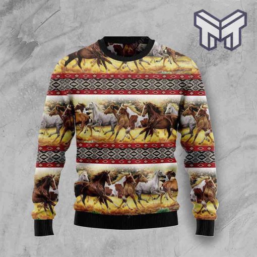 Horse Native American Pattern All Over Print Ugly Christmas Sweater