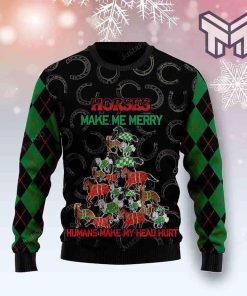 Horses Make Me Merry Humans Make Me Head Hurt All Over Print Ugly Christmas Sweater