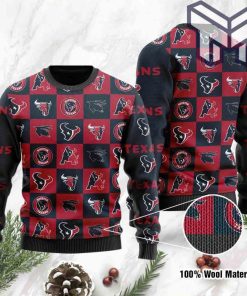 Houston Texans Logo Checkered Flannel Design All Over Print Ugly Christmas Sweater