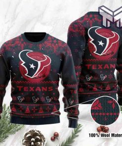 Houston Texans Santa Claus In The Moon All Over Print Ugly Christmas Sweater