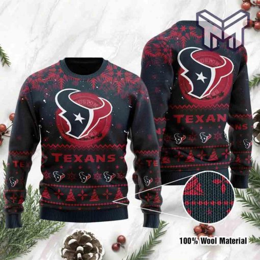 Houston Texans Santa Claus In The Moon All Over Print Ugly Christmas Sweater