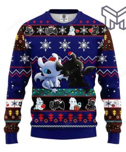 How To Train Your Dragon Toothless Love Christmas All Over Print Thicken Sweater Blue