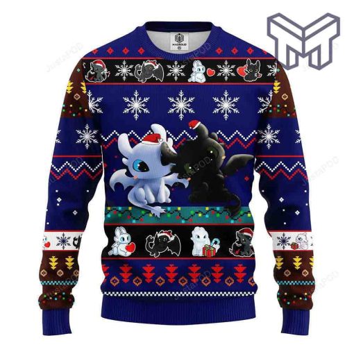 How To Train Your Dragon Toothless Love Christmas All Over Print Thicken Sweater Blue