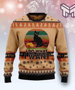 I Do What A Want Black Cat Christmas All Over Print Ugly Christmas Sweater