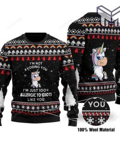 Im Not Avoiding You Unicorn All Over Print Ugly Christmas Sweater