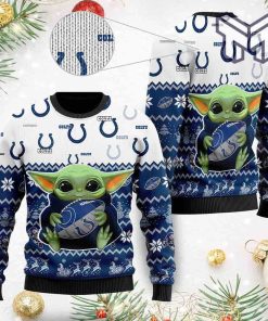 Indianapolis Colts Baby Yoda All Over Print Ugly Christmas Sweater