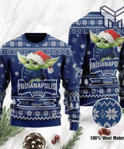 Indianapolis Colts Cute Baby Yoda Grogu All Over Print Ugly Christmas Sweater