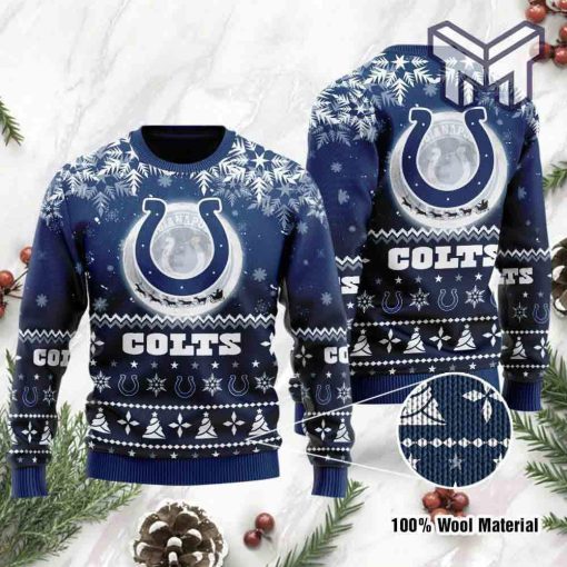 Indianapolis Colts Santa Claus In The Moon All Over Print Ugly Christmas Sweater