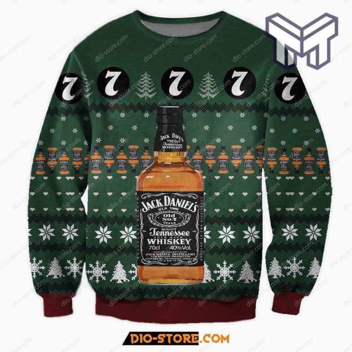 Jack Daniels Tennessee Whiskey Knitting Pattern For Unisex Christmas All Over Print Ugly Christmas