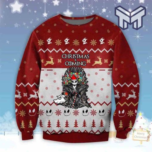 Jack Skellington Christmas Is Coming All Over Print Ugly Christmas Sweater