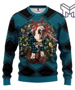 Jacksonville Jaguars Pug Dog All Over Print Ugly Christmas Sweater