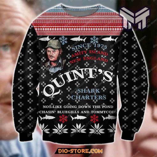 Jaws Knitting Pattern All Over Print Ugly Christmas Sweater