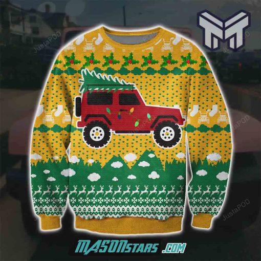 Jeep Car 3D Print Knitting Pattern Christmas All Over Print Ugly Christmas Sweater