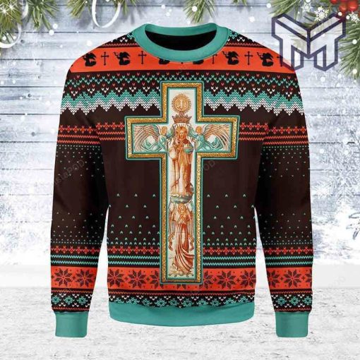 Jesus Cross All Over Print Ugly Christmas Sweater
