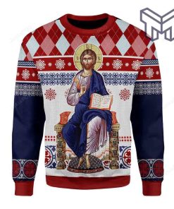 Jesus Evlogon Greek Byzantine Orthodox All Over Print Ugly Christmas Sweater