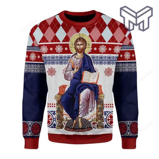 Jesus Evlogon Greek Byzantine Orthodox All Over Print Ugly Christmas Sweater