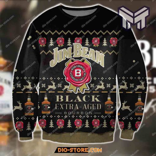 Jim Beam Black Extra Aged Bourbon For Unisex All Over Print Ugly Christmas Sweater
