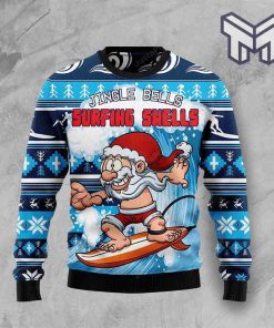 Jingle Bells Surfing Swells Christmas All Over Print Ugly Christmas Sweater