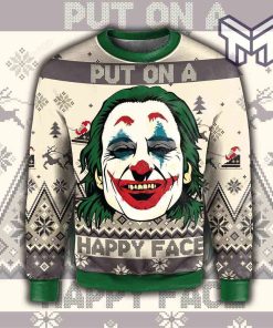 Joker Put On A Happy Face All Over Print Ugly Christmas Sweater