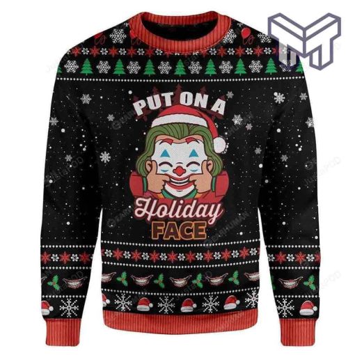 Joker Put On A Holiday Face For Unisex All Over Print Ugly Christmas Sweater