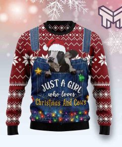 Just A Girl Who Loves Christmas And Cows Christmas All Over Print Ugly Christmas Sweater