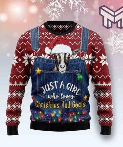 Just A Girl Who Loves Christmas And Goats Christmas All Over Print Ugly Christmas Sweater