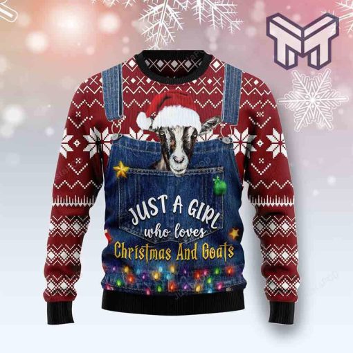 Just A Girl Who Loves Christmas And Goats Christmas All Over Print Ugly Christmas Sweater