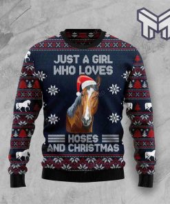 Just A Girl Who Loves Horse And Christmas All Over Print Ugly Christmas Sweater