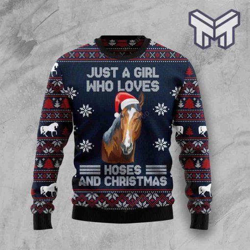 Just A Girl Who Loves Horse And Christmas All Over Print Ugly Christmas Sweater