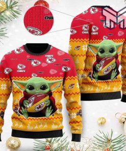 Kansas City Chiefs Baby Yoda Shirt For American Football Fans All Over Print Ugly Christmas Sweater