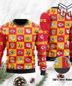 Kansas City Chiefs Logo Checkered Flannel Design All Over Print Ugly Christmas Sweater