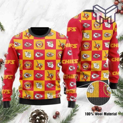 Kansas City Chiefs Logo Checkered Flannel Design All Over Print Ugly Christmas Sweater