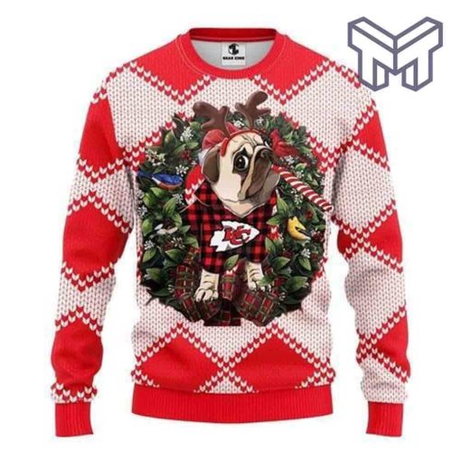 Kansas City Chiefs Pug Dog All Over Print Ugly Christmas Sweater