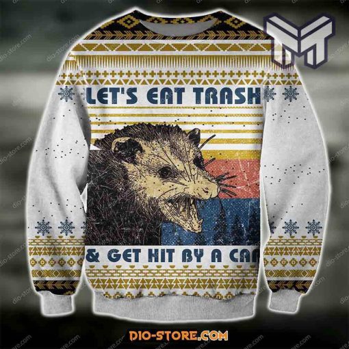 Knitting Pattern Mouse Lets Eat The Trash Get Hit By A Car For Unisex Christmas All Over Print Ugly Christmas Sweater