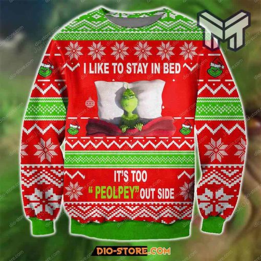 Knitting Pattern The Grinch I Like To Stay In Bed For Grinch Lovers Christmas All Over Print Ugly