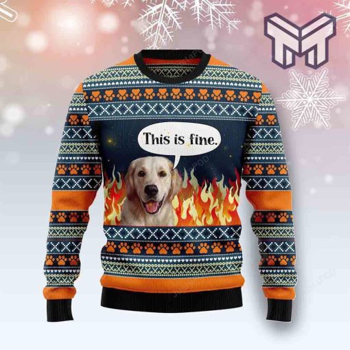 Labrador Retriever Fire All Over Print Ugly Christmas Sweater