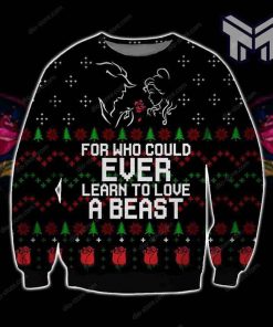 Learn To Love A Beast Knitting Pattern For Unisex Christmas All Over Print Ugly Christmas Sweater