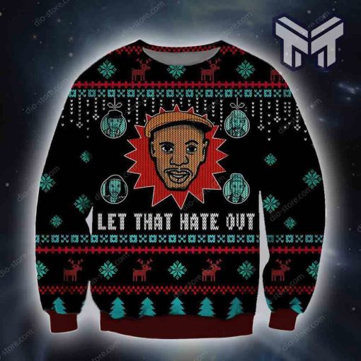 Let That Hate Out Knitting Pattern For Unisex All Over Print Ugly Christmas Sweater
