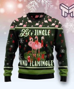 Lets Jingle And Flamingle All Over Print Ugly Christmas Sweater