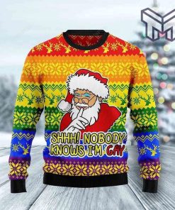 Lgbt Christmas Nobody Knows Im Gay Santa Claus All Over Print Ugly Christmas Sweater