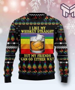 Lgbt Whiskey Straight Christmas All Over Print Ugly Christmas Sweater