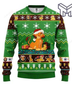 Lion King Simba Christmas All Over Print Thicken Sweater Green All Over Print Ugly Christmas Sweater