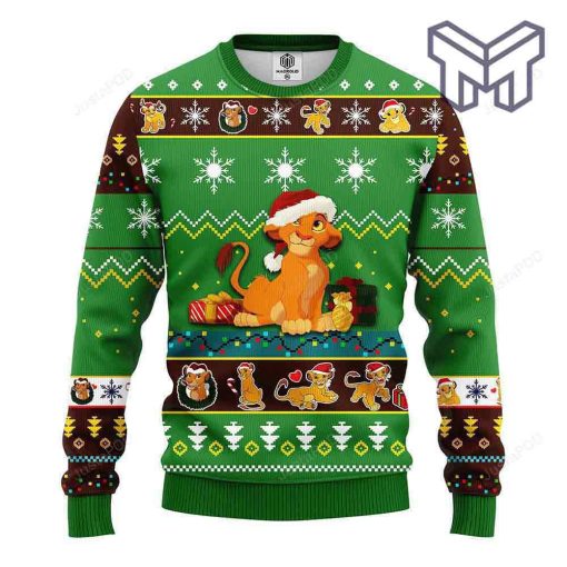 Lion King Simba Christmas All Over Print Thicken Sweater Green All Over Print Ugly Christmas Sweater