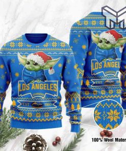 Los Angeles Chargers Cute Baby Yoda Grogu All Over Print Ugly Christmas Sweater