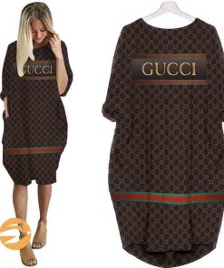Batwing pocket dress Gucci brown batwing pocket dress luxury brand clothing clothes outfit for women hot 2023 CFR