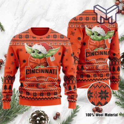 Cincinnati Bengals Cute Baby Yoda Grogu All Over Print Ugly Christmas Sweater