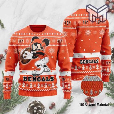 Cincinnati Bengals Mickey Mouse Funny All Over Print Ugly Christmas Sweater