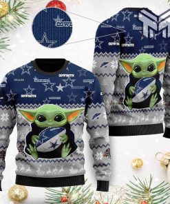 Dallas Cowboys Baby Yoda All Over Print Ugly Christmas Sweater