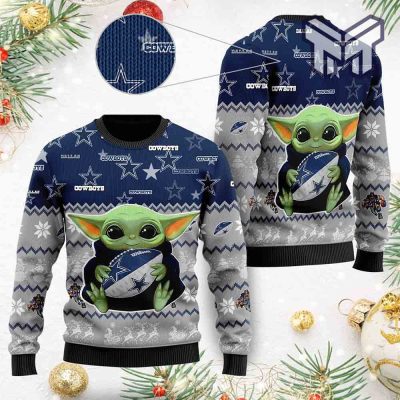 Dallas Cowboys Baby Yoda All Over Print Ugly Christmas Sweater